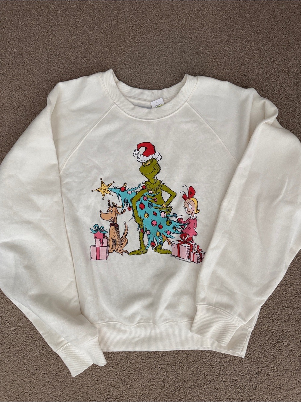Old Navy Cream Graphic The Grinch X-Mas Crewneck Sweatshirt NWT